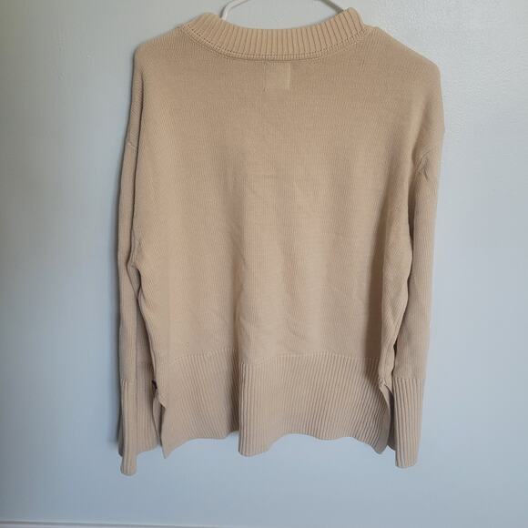Gap Women's Large Crewneck Cream Knit Sweater Ribbed Cuffs/Hem Cozy - Picture 8 of 9